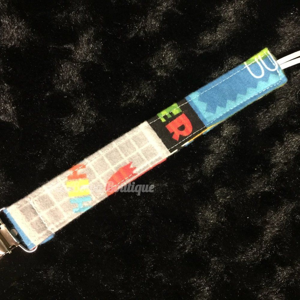 Monster Print Pacifier Clip     PC1160  Handmade NWT Boutique